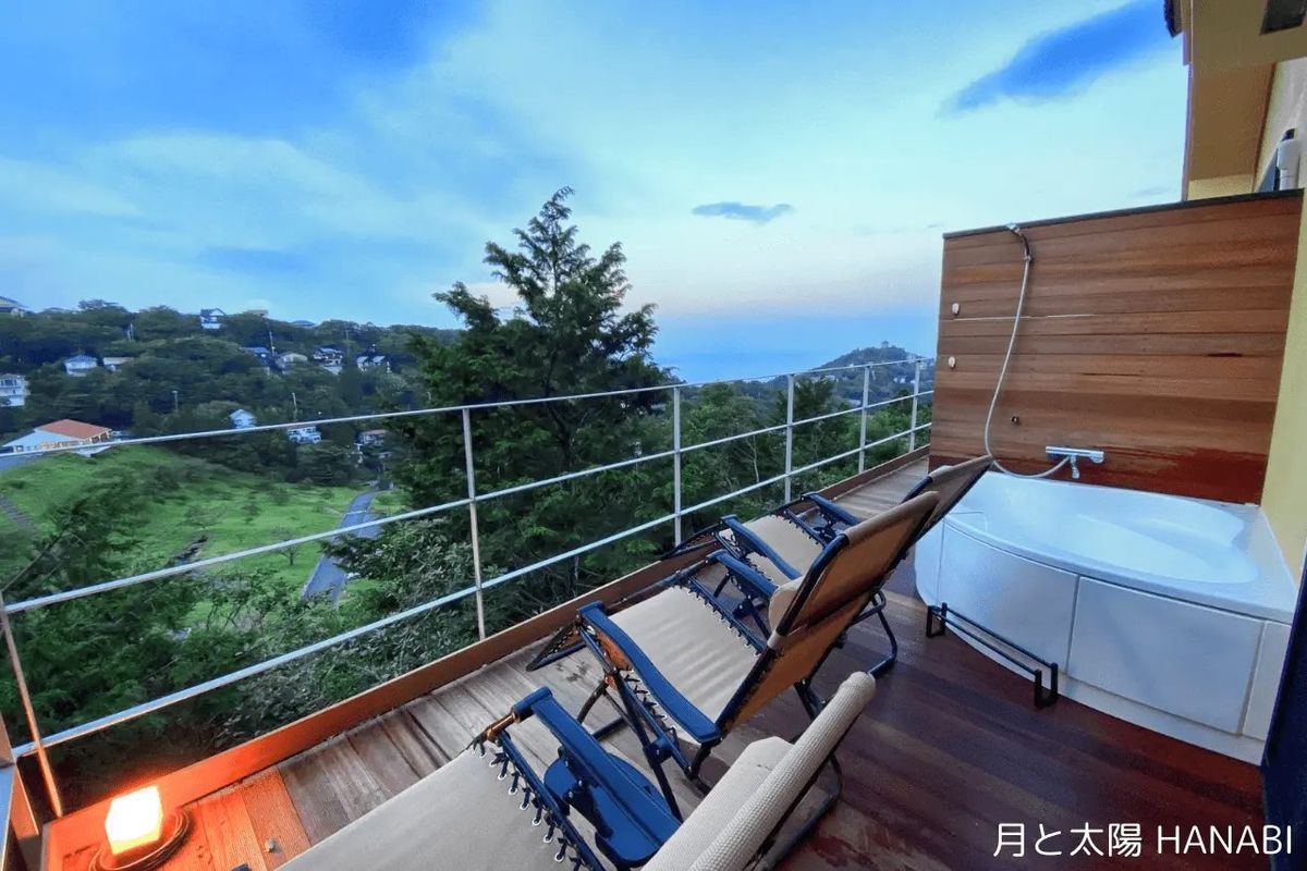 The beautiful view from the terrace. One of the charms of staying in a rental villa is being able to feel the fresh air outside before and after spending time in our well-equipped guest room.