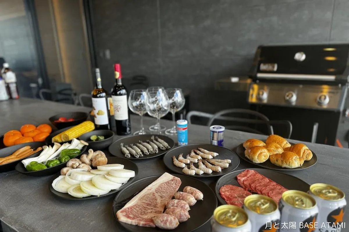 A table filled with luxurious ingredients. It beautifully marks the beginning of the BBQ.