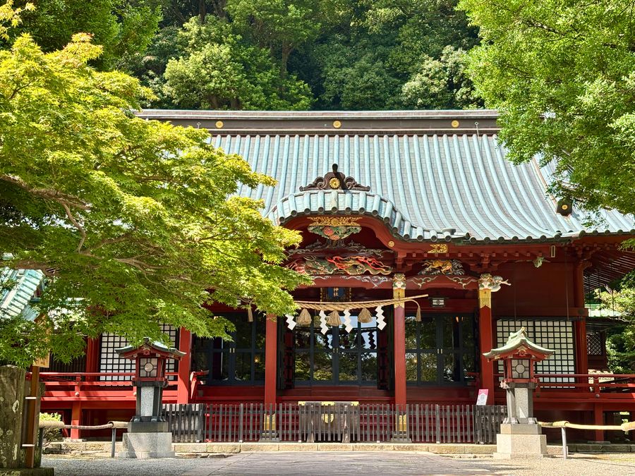 Main Hall of Izusan Shrine Surrounded by Greenery